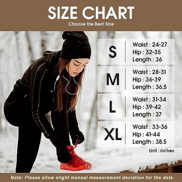 DHSO Women's Fleece Lined Leggings Winter Warm Workout Tights High Waisted Thick - Image 6