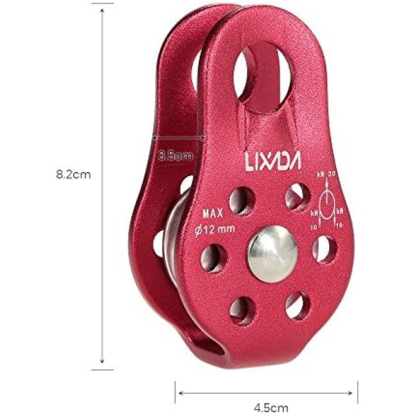 Lixada 20KN Fixed Single Pulley Rock Climbing Rescue Mountaineering Aloft Work Caving - Image 7