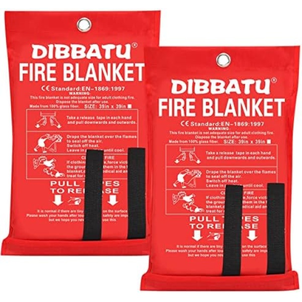 DIBBATU Fire Blanket Emergency for Home and Kitchen, Fire Retardant Blankets