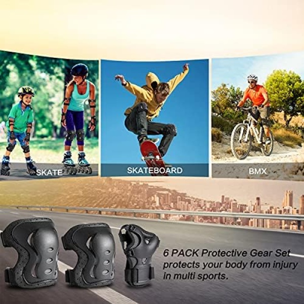 Child Adult Sports Protective Gear Safety Pad Safeguard Knee Elbow Wrist Support Pad Set - Image 7