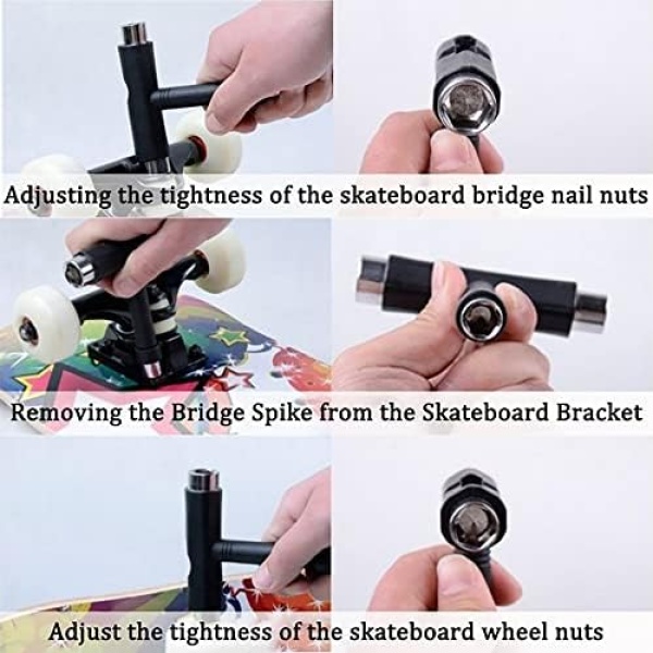 Skate Tools, Deecam All-in-One Multifunction Skateboard Tool, T-Type Skateboard Wrench - Image 6