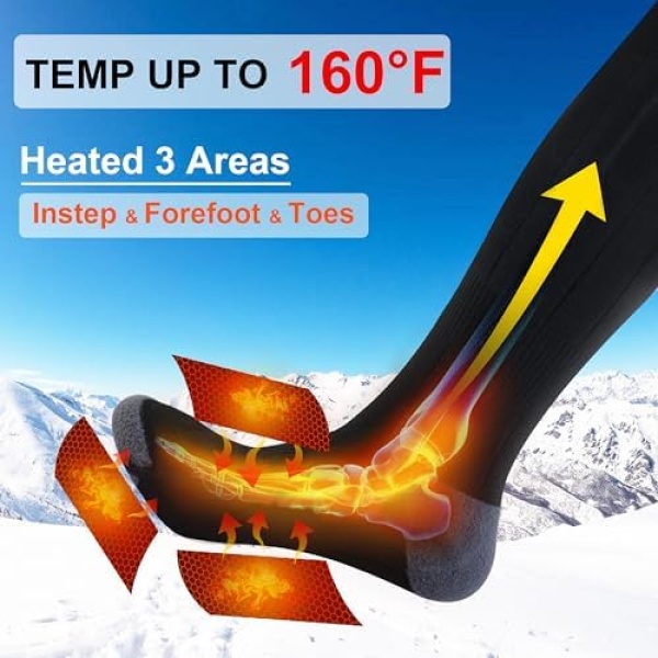 Heated Socks for Men Women - 160℉ / Work 5-10 H 7.4V Heating Socks Rechargeable - Image 2