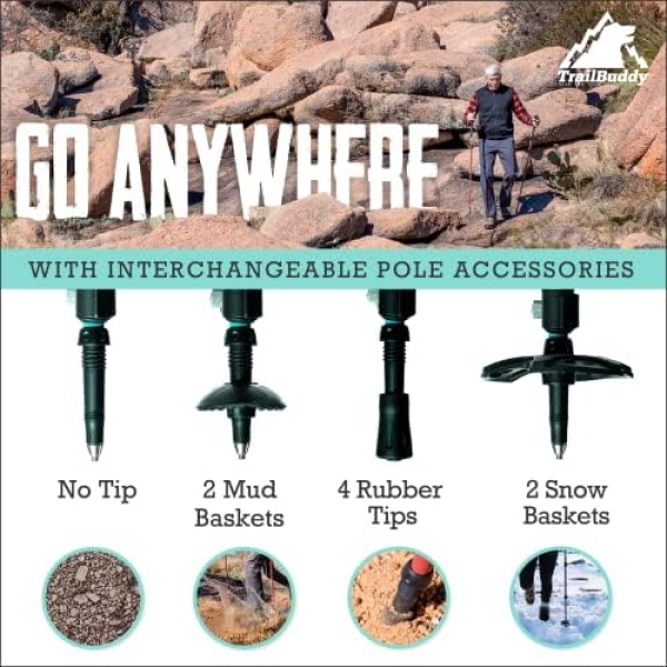 TrailBuddy Collapsible Hiking Poles - Ultralight Aluminum Trekking Poles - Image 4