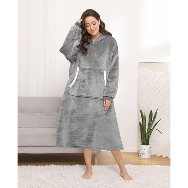 Lostrain Blanket Hoodie, Oversized Wearable Sherpa Hoody Super Soft with Warm - Image 2