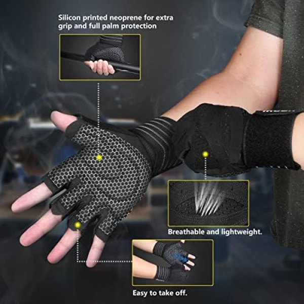 ihuan Ventilated Weight Lifting Gym Workout Gloves with Wrist Wrap Support - Image 7