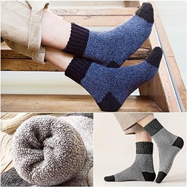 VoJoPi Men Wool Socks 5 Pairs,Size 7-12, Thick and Warm Winter Thermal Socks - Image 5