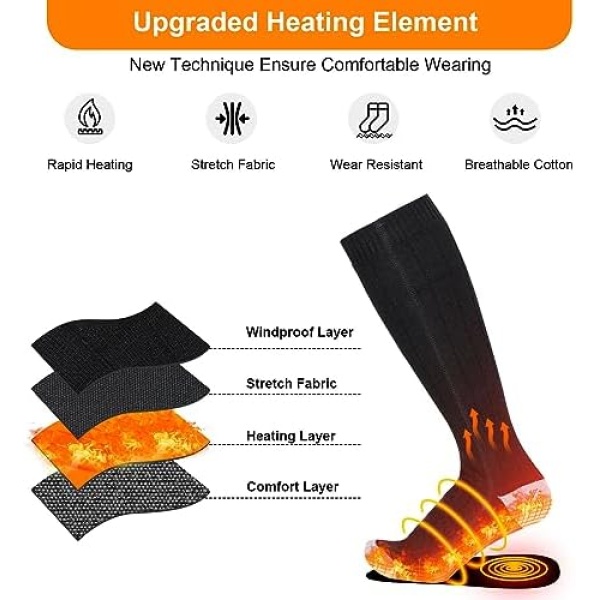 Heated Socks, Heated Socks for Women Men, 5000mAh Rechargeable Electric Heated - Image 3