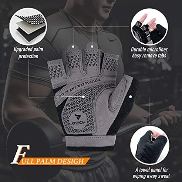 ATERCEL Weight Lifting Gloves Full Palm Protection, Workout Gloves for Gym - Image 2