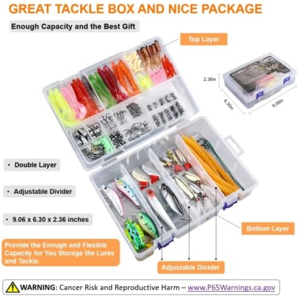 TCMBY 193/327PCS Fishing Lure Tackle Bait Kit Set for Freshwater Fishing Tackle Box - Image 2