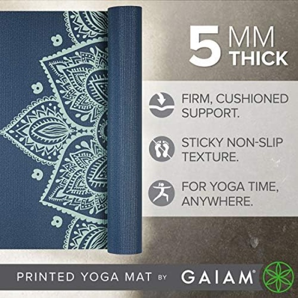 Gaiam Yoga Mat - Premium 5mm Print Thick Non Slip Exercise & Fitness Mat - Image 2