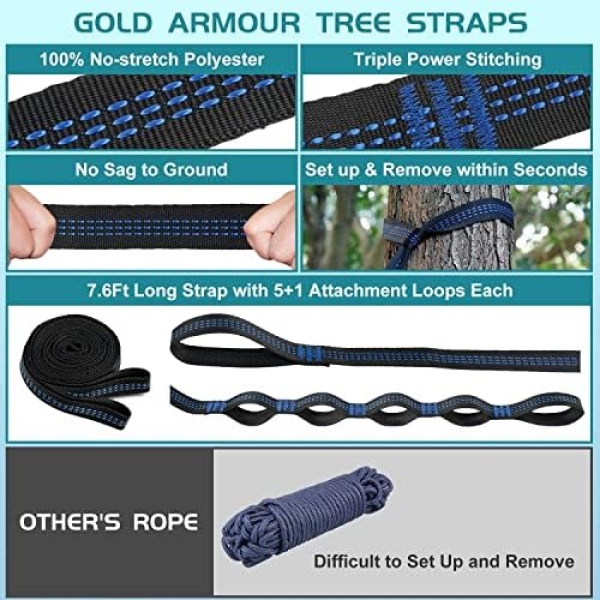 Camping Hammock Portable Nylon Hammocks with Tree Straps Single Lightweigtht - Image 5