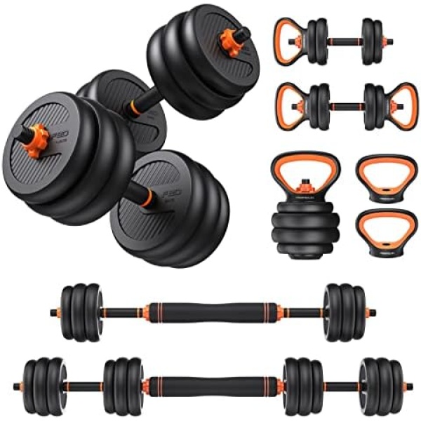 FEIERDUN Adjustable Dumbbells, 30/40/50/70/90lbs Free Weight Set with Connector