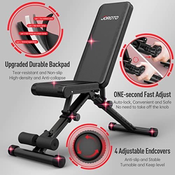 JOROTO MD35 Adjustable Weight Bench - Foldable 700 Pounds Load Strength Training - Image 5