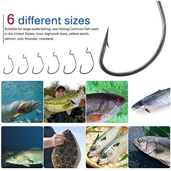 UCEC Fishing Hooks, 100pcs/box Offset Wide Gap 2X Strong Worm - Image 7