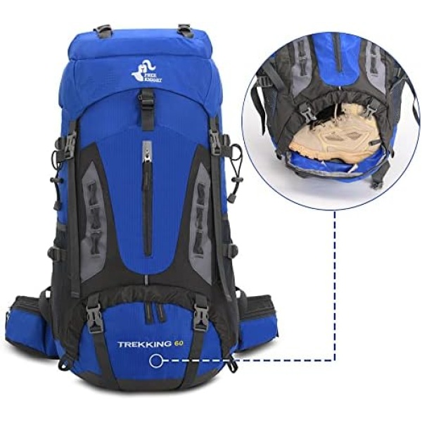 Bseash 60L Waterproof Hiking Camping Backpack with Rain Cover - Image 6