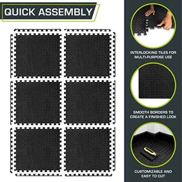 ProsourceFit Exercise Puzzle Mat ½ inch, 24 SQ FT, 6 Tiles, EVA Foam - Image 6