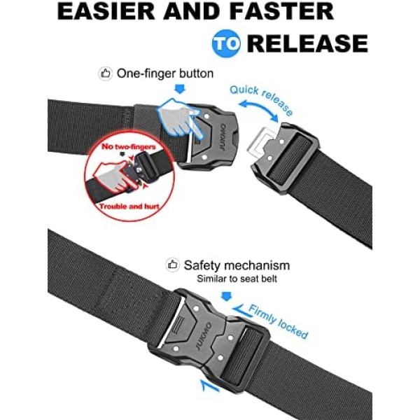 JUKMO Quick Release Tactical Belt, Military Work 1.5" Nylon Web Hiking Belt - Image 2