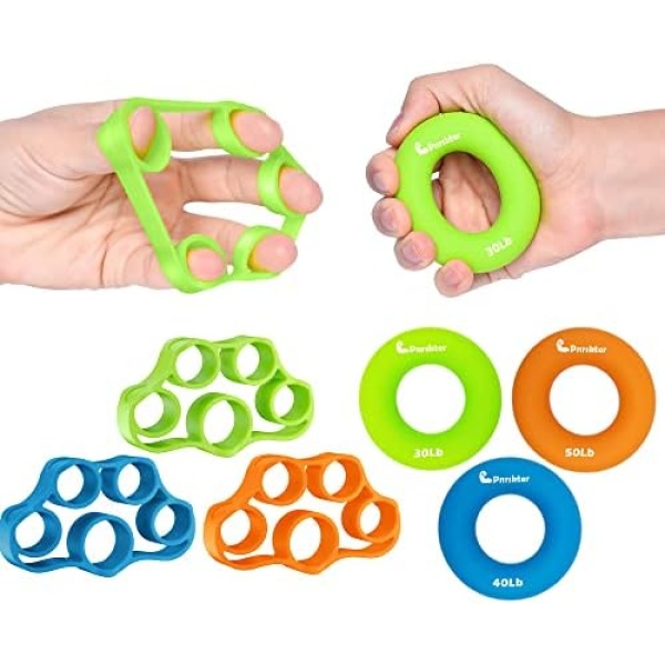 Hand Grip Strengthener, Finger Exerciser, Grip Strength Trainer (6 PCS)