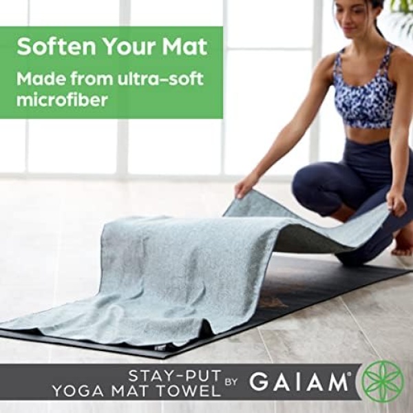 Gaiam Yoga Towel - Mat Sized Active Dry Non Slip Moisture Wicking Sweat - Image 2