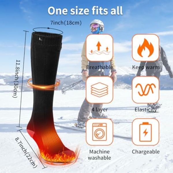 Heated Socks for Men and Women, 4000mAh Electric Rechargeable Heating Thermal - Image 5