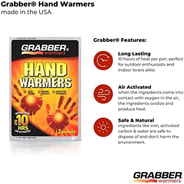 Grabber Hand Warmers - Long Lasting Safe Natural Odorless Air Activated Warmers - Image 10