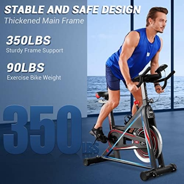 Exercise Bike, DMASUN Magnetic Resistance Pro Indoor Cycling Bike 330/350Lbs - Image 2