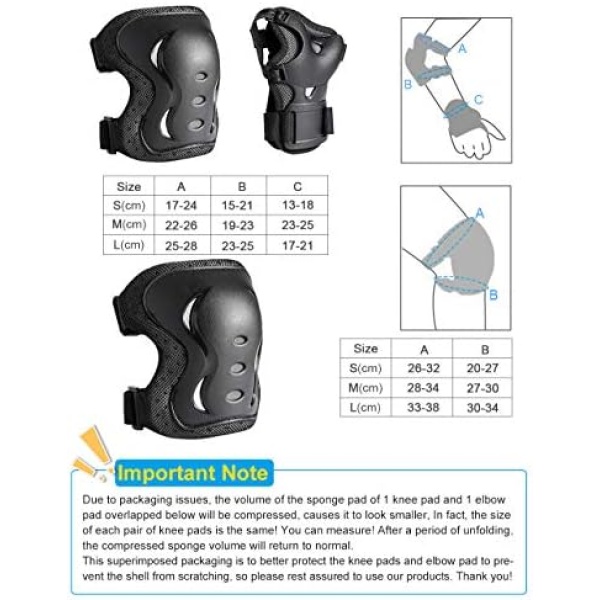 Child Adult Sports Protective Gear Safety Pad Safeguard Knee Elbow Wrist Support Pad Set - Image 6