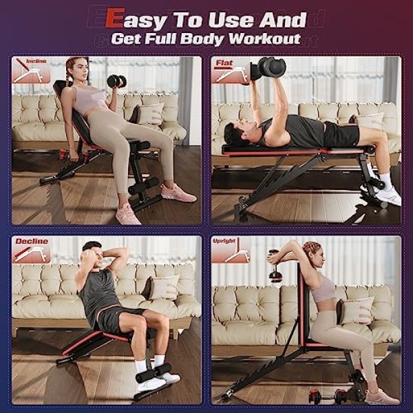 FLYBIRD Adjustable Weight Bench Workout Bench for Home Gym, 15 Degree Decline - Image 5