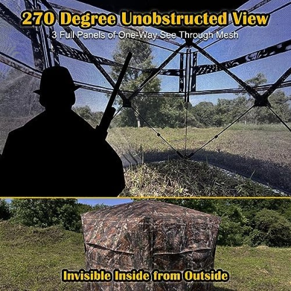 CROSS MARS Portable 3 Person 270° See Through Ground Camouflage Hunting Blind Tent - Image 2