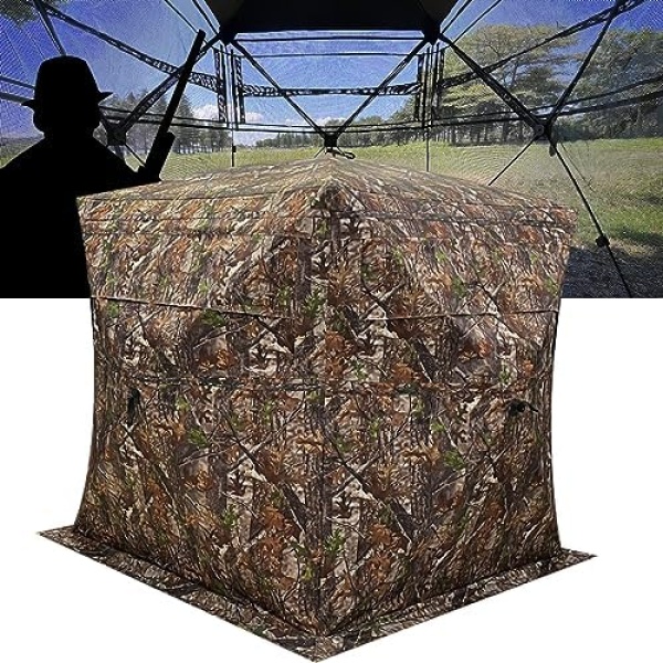 CROSS MARS Portable 3 Person 270° See Through Ground Camouflage Hunting Blind Tent