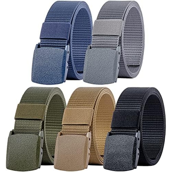 Ginwee 5 Packs Nylon Canvas Breathable Military Tactical Men Waist Belt