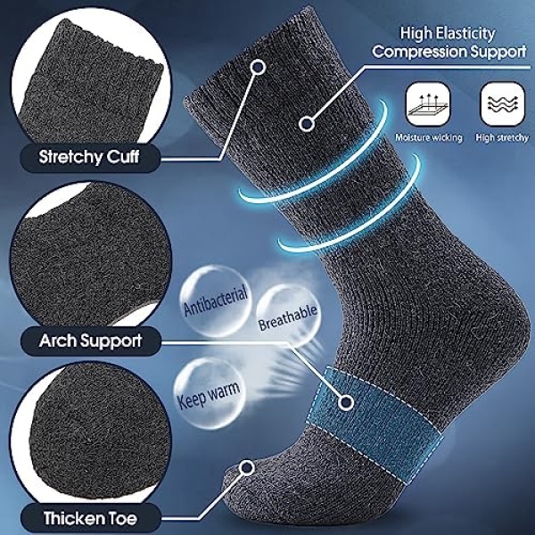 Mens Wool Socks Thick Thermal Warm Heavy Boot Socks for Cold Weather - Image 2