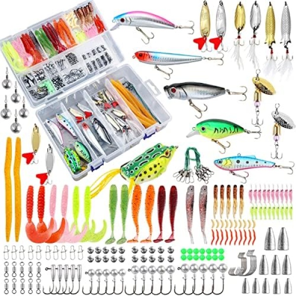 TCMBY 193/327PCS Fishing Lure Tackle Bait Kit Set for Freshwater Fishing Tackle Box