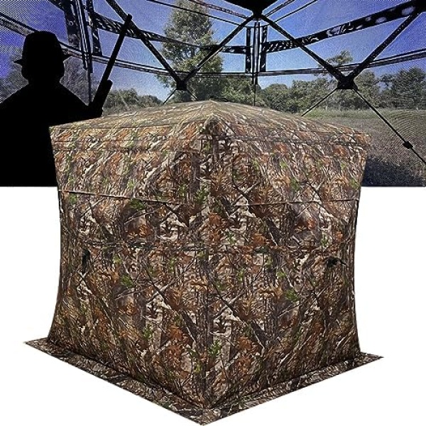 CROSS MARS Portable 3 Person 270° See Through Ground Camouflage Hunting Blind Tent - Image 9