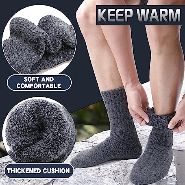 Mens Wool Socks Thick Thermal Warm Heavy Boot Socks for Cold Weather - Image 3